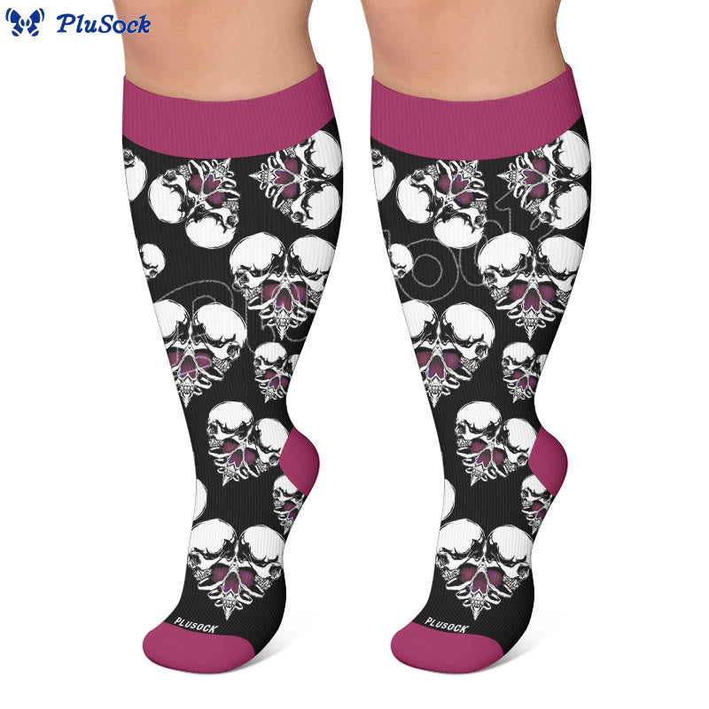 Punk-Totenkopf-Herz-Kompressionsstrümpfe in Übergröße - image 7