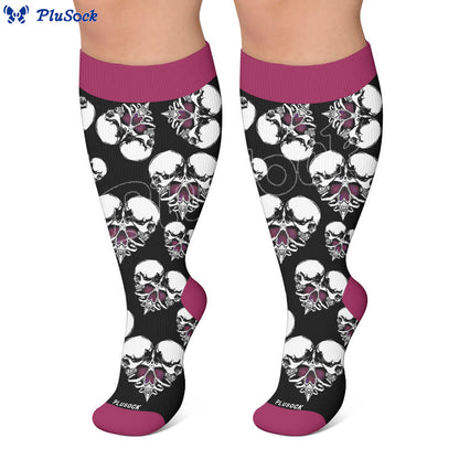Punk-Totenkopf-Herz-Kompressionsstrümpfe in Übergröße - image 7