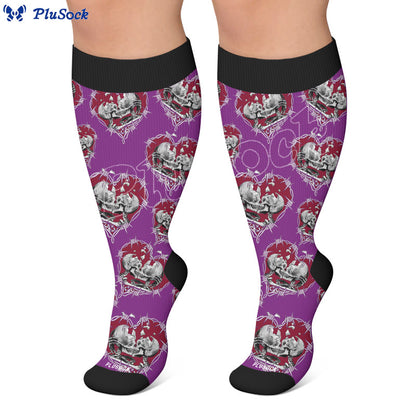 Punk-Totenkopf-Herz-Kompressionsstrümpfe in Übergröße - image 6