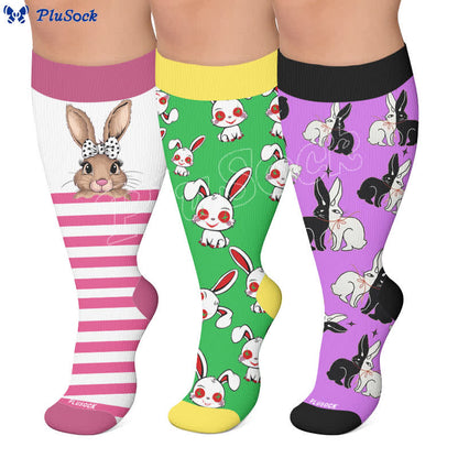 Kompressionsstrümpfe mit Hasenstreifen in Übergröße - image 0