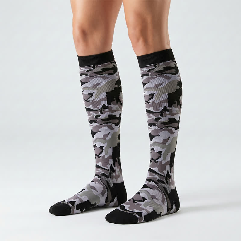 Blaue Camouflage-Kompressionsstrümpfe (3 Paar) - Grau - S/M - image 1