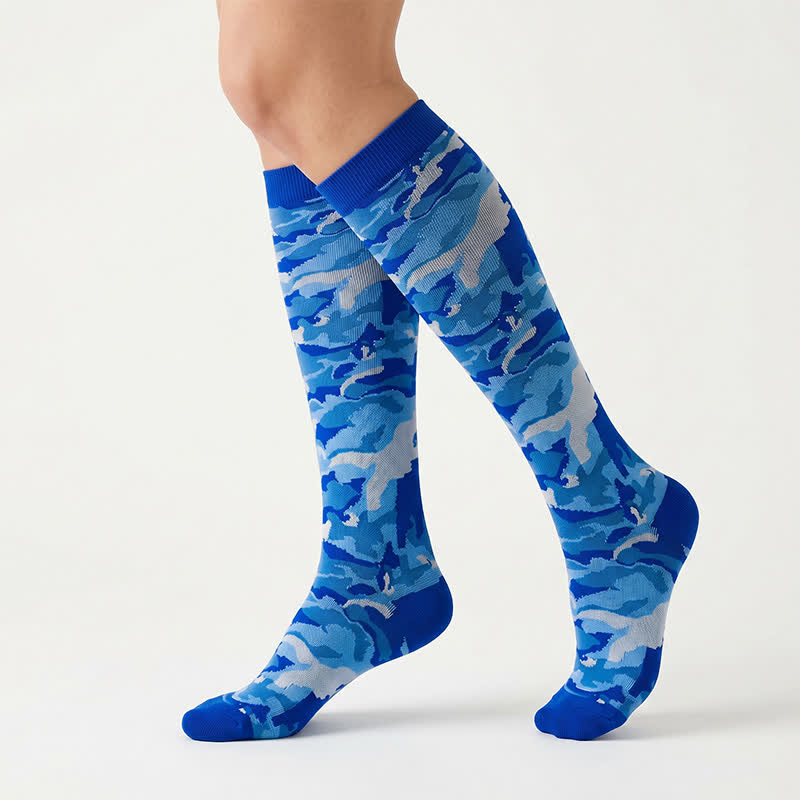 Blaue Camouflage-Kompressionsstrümpfe (3 Paar) - Blau - S/M - image 3
