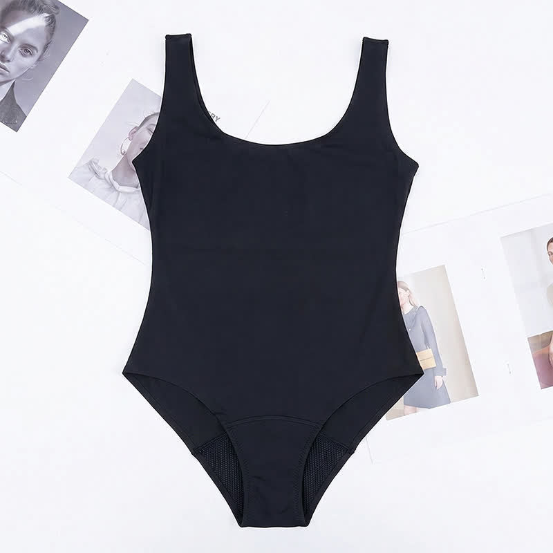 Minimalistischer Badeanzug mit Rundhalsausschnitt - Schwarz - 2XL - image 6