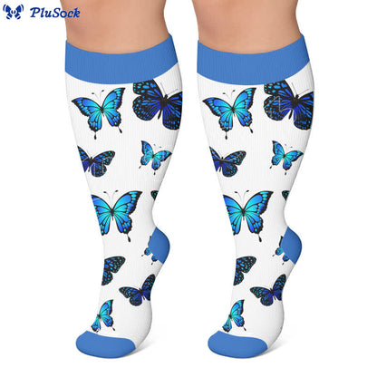 Plus Size Allover Butterfly Kompressionsstrümpfe - image 5