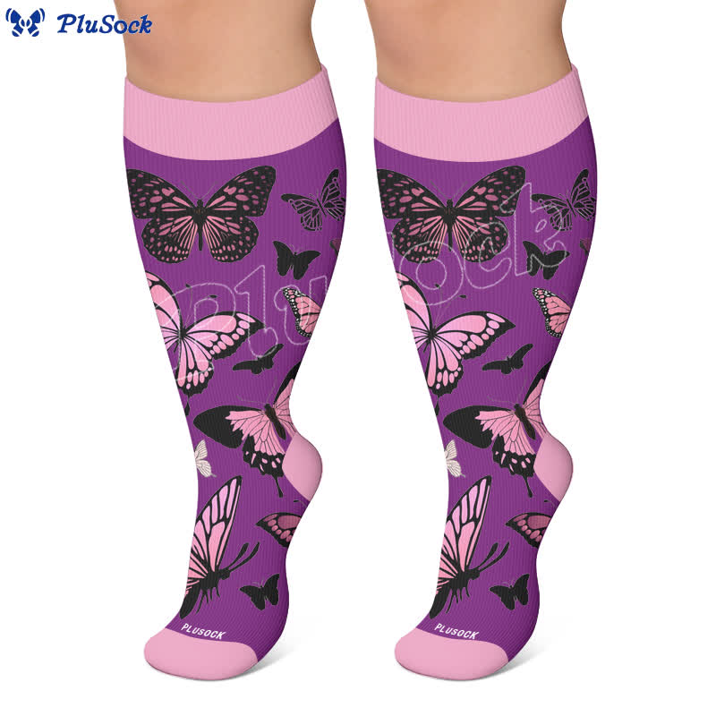Plus Size Allover Butterfly Kompressionsstrümpfe - image 6