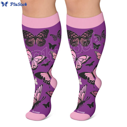 Plus Size Allover Butterfly Kompressionsstrümpfe - image 6