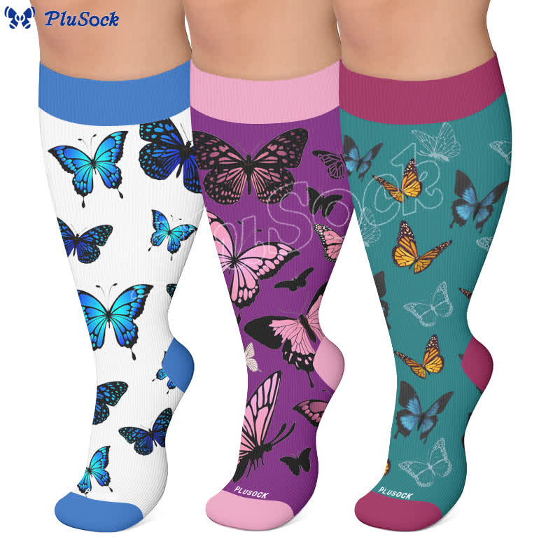 Plus Size Allover Butterfly Kompressionsstrümpfe - image 0