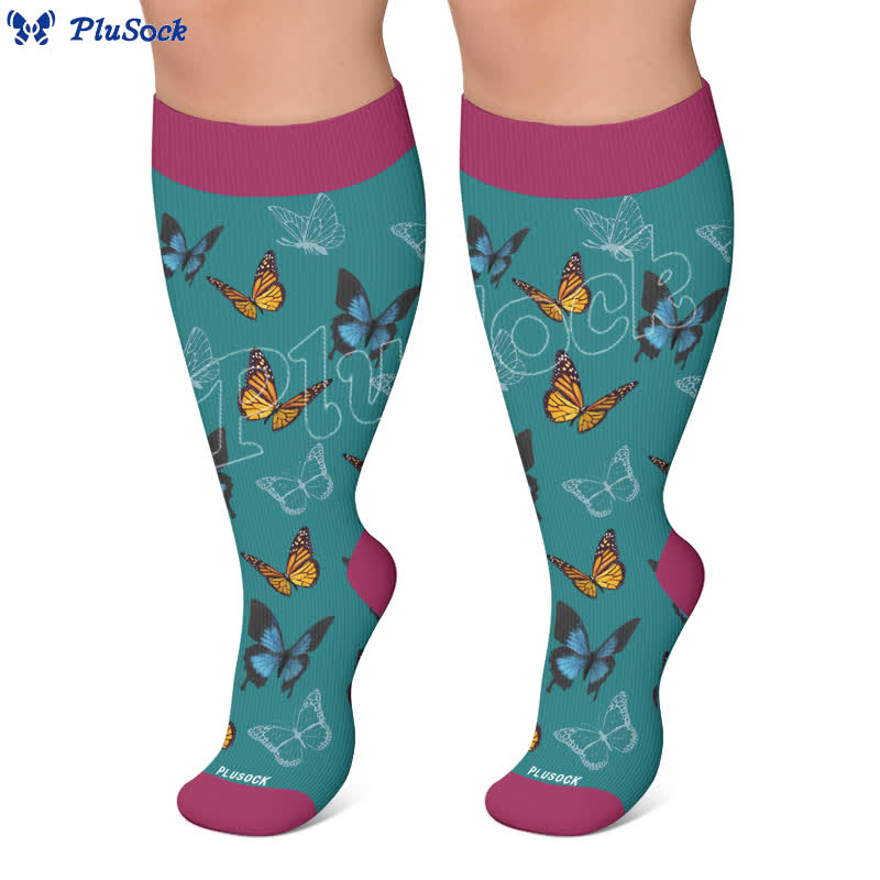 Plus Size Allover Butterfly Kompressionsstrümpfe - image 7