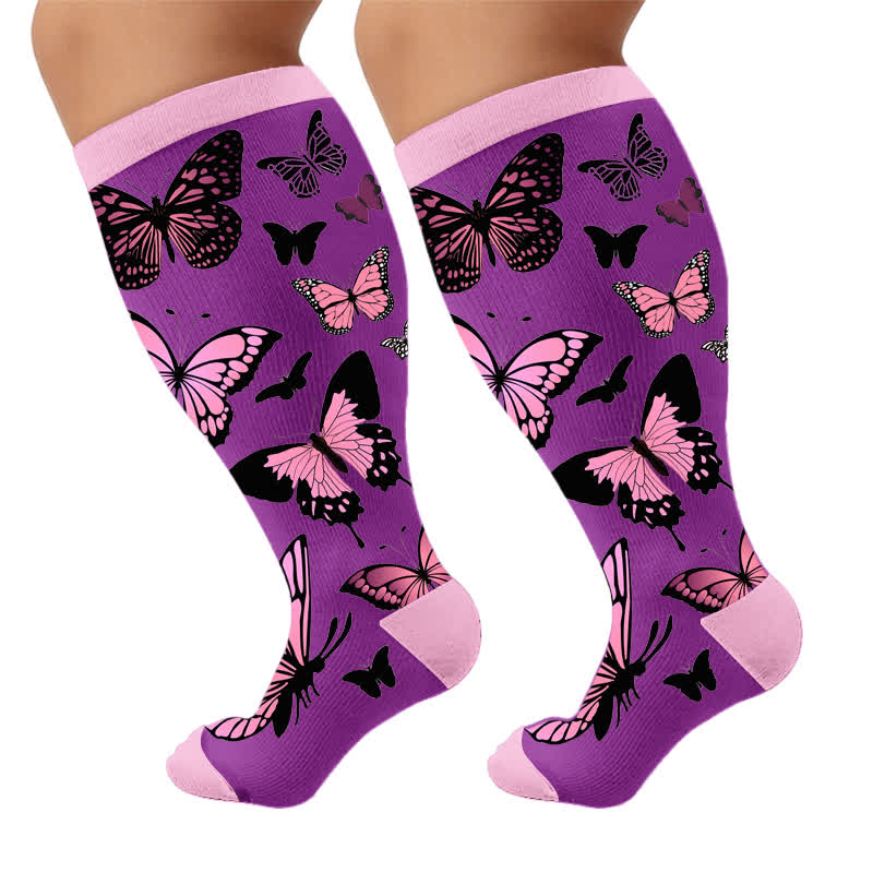 Plus Size Allover Butterfly Kompressionsstrümpfe - image 9