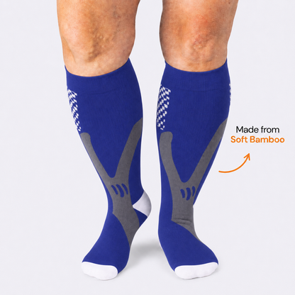 Plus Size Blaue Sport Bambus Kompressionsstrümpfe - image 0
