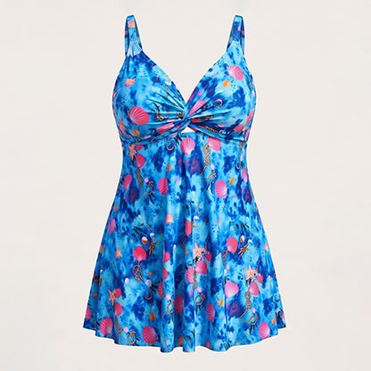 Zweiteiliges Badekleid mit Blumen- und Muschelmuster und Twist-Detail vorne - image 17