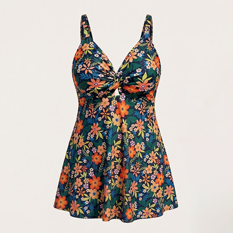 Zweiteiliges Badekleid mit Blumen- und Muschelmuster und Twist-Detail vorne - image 18