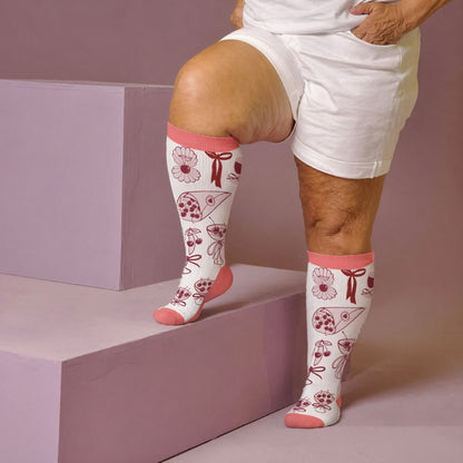 Kompressionsstrümpfe in Übergröße mit Zitronencocktail-Geschmack - Rosa(1 Paar) - 4XL - image 2
