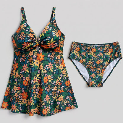 Zweiteiliges Badekleid mit Blumen- und Muschelmuster und Twist-Detail vorne - image 15