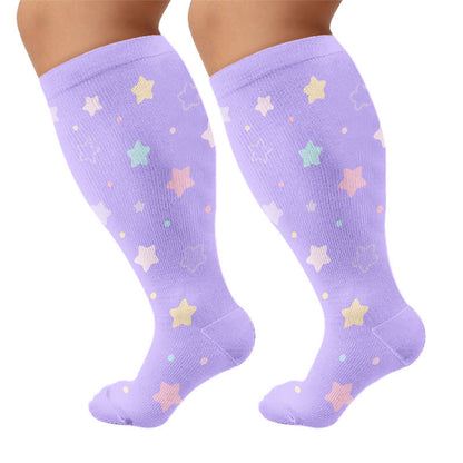 Plus Size Sternenhimmel Kompressionsstrümpfe - Lila (1 Paar) - 4XL - image 8