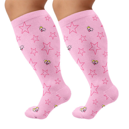 Plus Size Sternenhimmel Kompressionsstrümpfe - Rosa (1 Paar) - 4XL - image 10