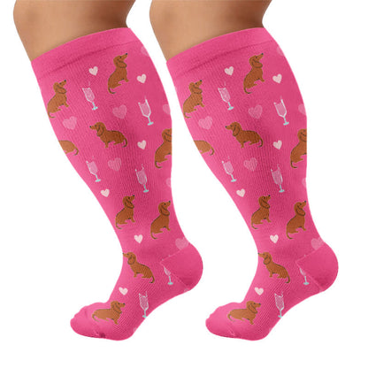 Kompressionsstrümpfe mit verspieltem Tiermotiv in Übergröße - Rose (1 Paar) - 4XL - image 10