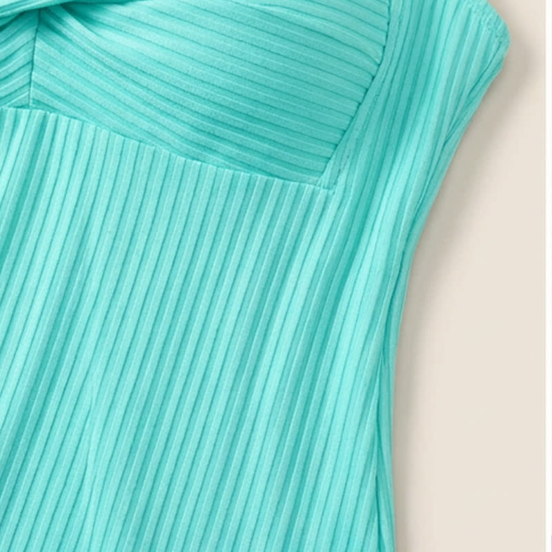 Geripptes Tankini-Set mit herzförmigem Ausschnitt, Twist-Vorderseite und tropischem Print - image 17