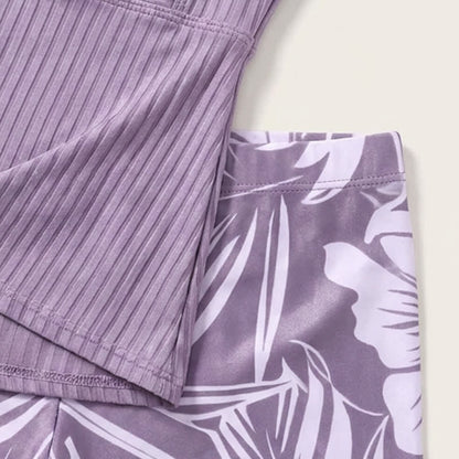 Geripptes Tankini-Set mit herzförmigem Ausschnitt, Twist-Vorderseite und tropischem Print - image 15