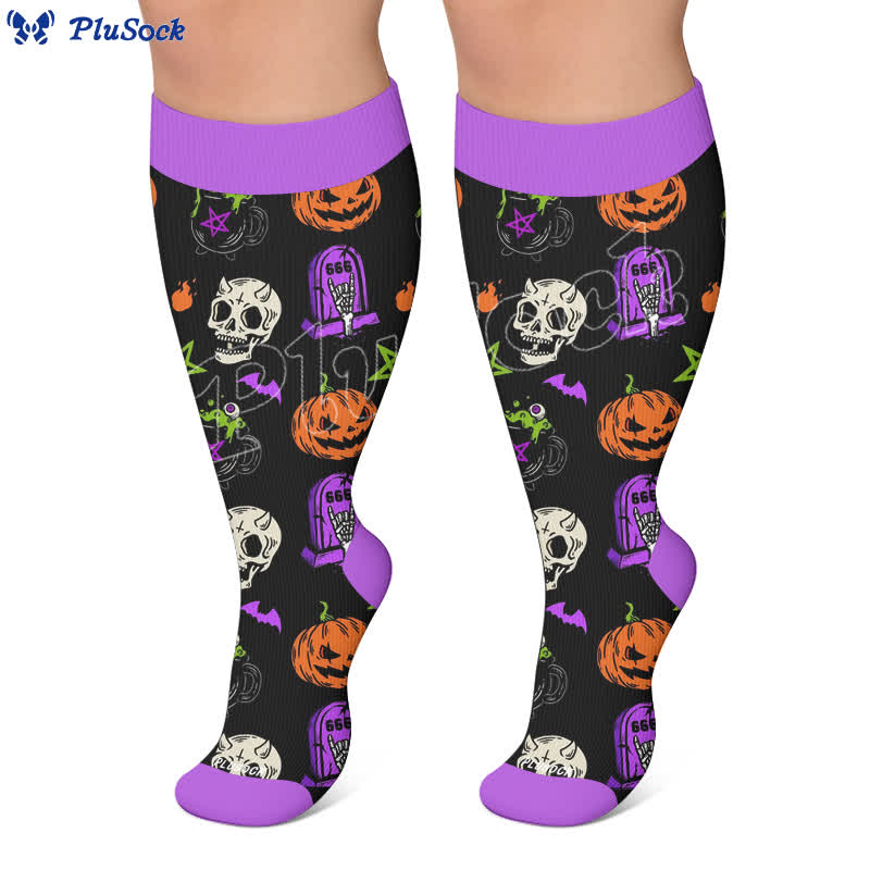Halloween-Kürbis-Kompressionsstrümpfe in Übergröße - image 7