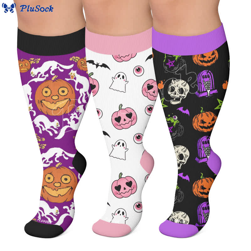 Halloween-Kürbis-Kompressionsstrümpfe in Übergröße - image 0