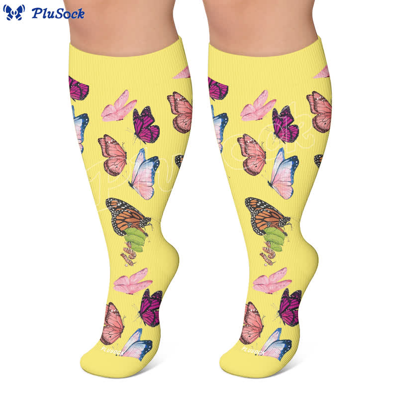 Plus Size Verspielte Schmetterlings-Kompressionsstrümpfe - image 6