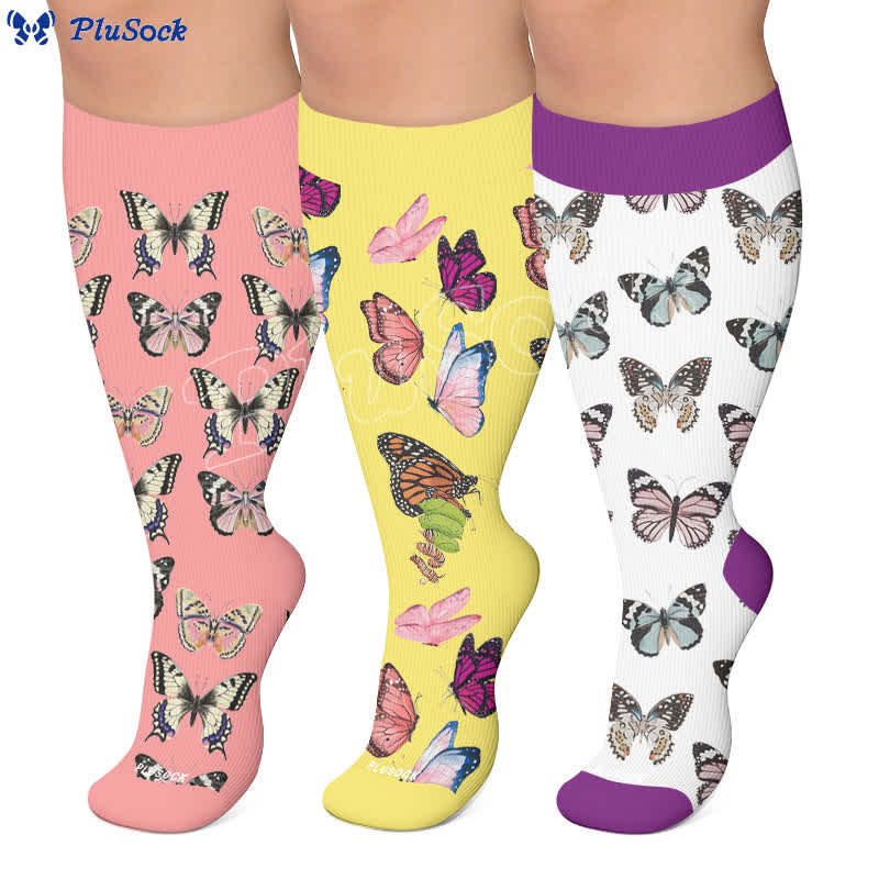 Plus Size Verspielte Schmetterlings-Kompressionsstrümpfe - image 0