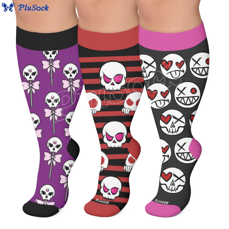 Kompressionsstrümpfe mit Totenkopf-Motiv in Übergröße - image 0