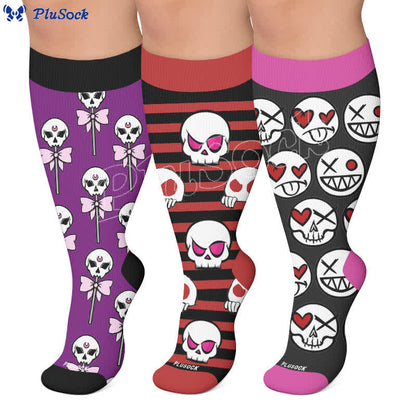 Kompressionsstrümpfe mit Totenkopf-Motiv in Übergröße - image 0