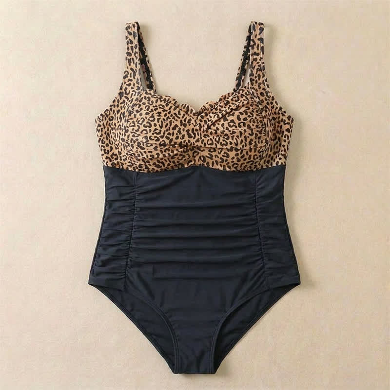Vintage Badeanzug mit Leopardenmuster und Raffungen - image 18