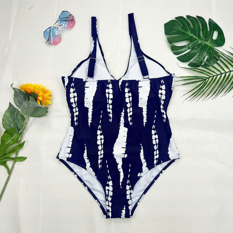 Badeanzug mit blauem Marmormuster und Twist-Front - image 15