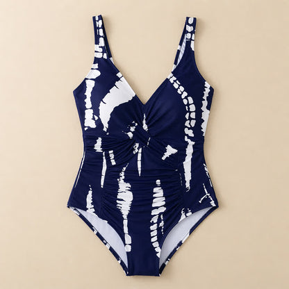 Badeanzug mit blauem Marmormuster und Twist-Front - image 14