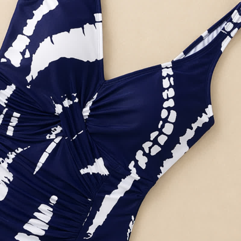 Badeanzug mit blauem Marmormuster und Twist-Front - image 10