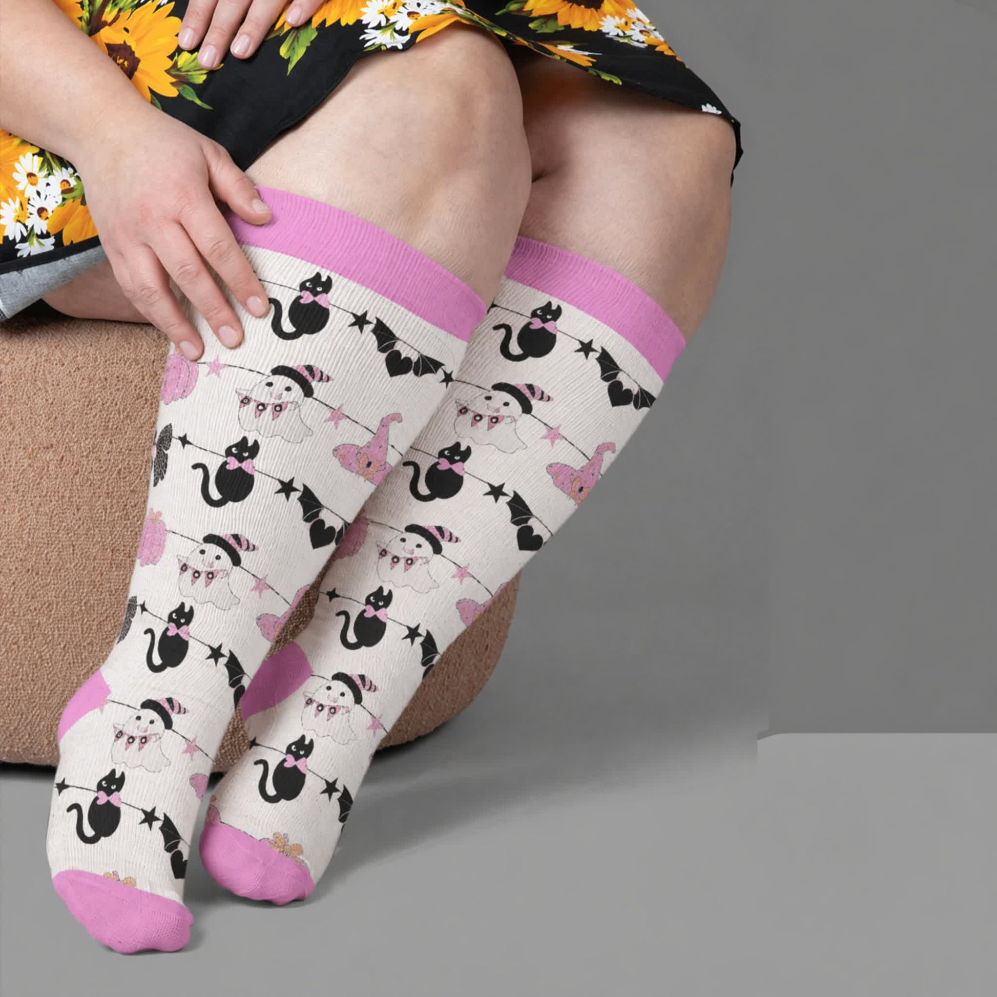 Kompressionsstrümpfe mit Kürbisherz in Übergröße - Rosa(1 Paar) - 4XL - image 3