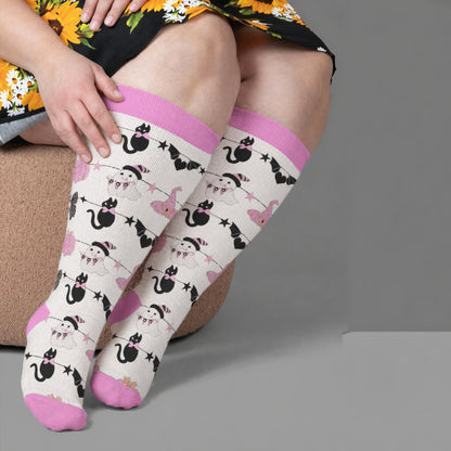 Kompressionsstrümpfe mit Kürbisherz in Übergröße - Rosa(1 Paar) - 4XL - image 3