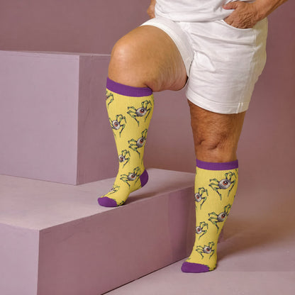 Kompressionsstrümpfe mit Schneckenkopf-Motiv in Übergröße - Lila (1 Paar) - 4XL - image 1