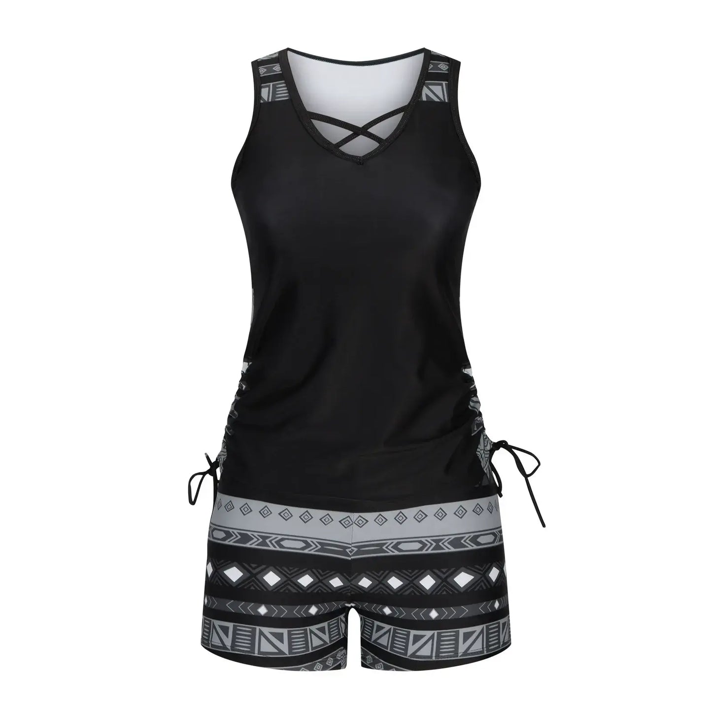 Geometrisches Tankini-Set mit Kreuzmuster - image 8