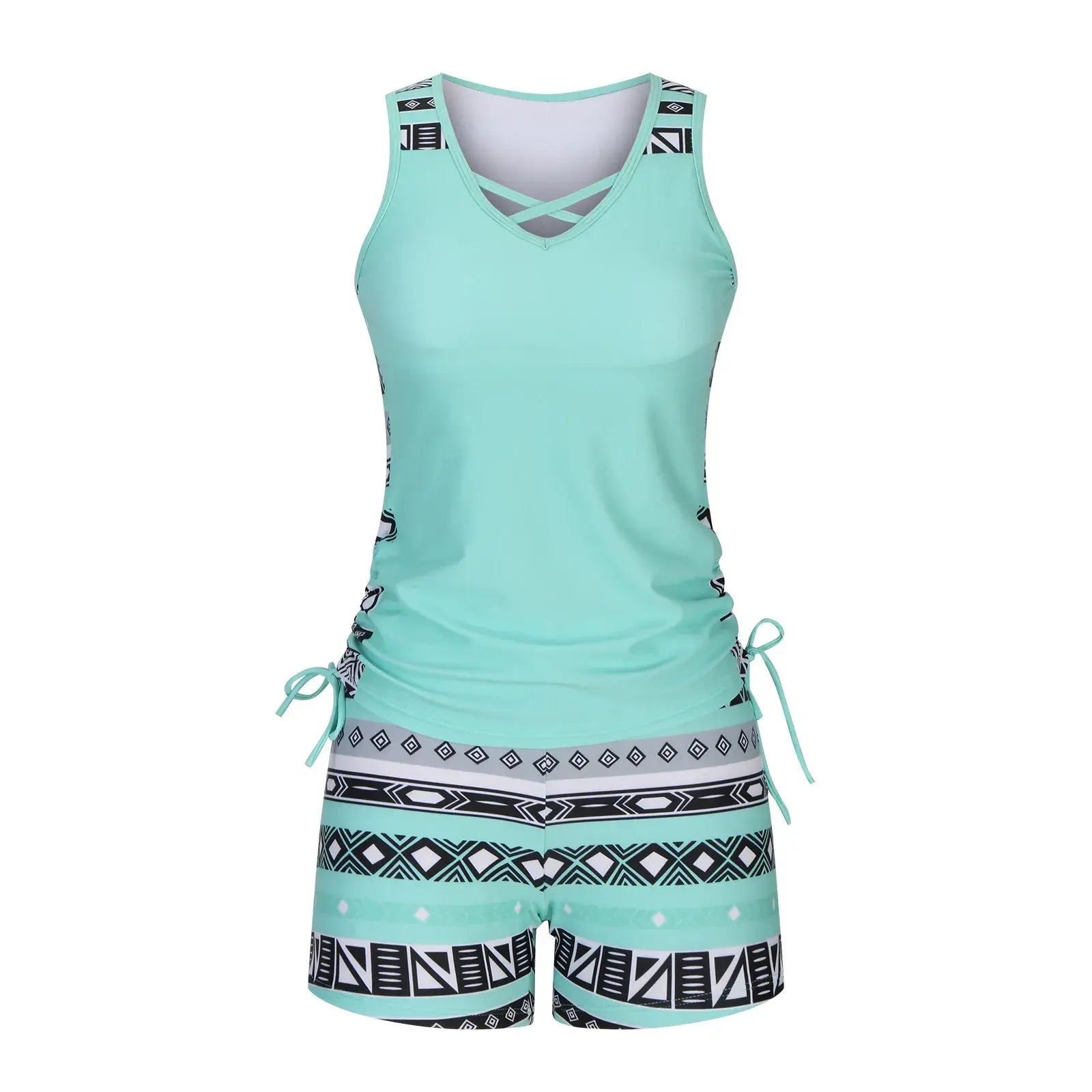 Geometrisches Tankini-Set mit Kreuzmuster - image 11