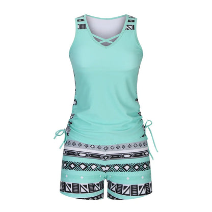 Geometrisches Tankini-Set mit Kreuzmuster - image 11