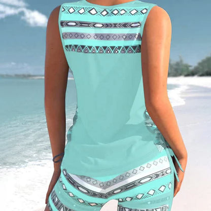 Geometrisches Tankini-Set mit Kreuzmuster - image 3