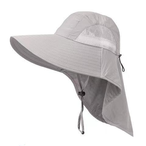 Atmungsaktiver Nackenschutz-Sonnenhut - Hellgrau - Einheitsgröße - Keine Gesichtsmaske - image 4