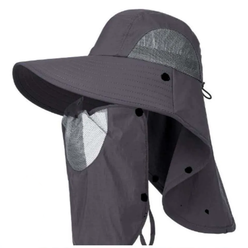 Atmungsaktiver Nackenschutz-Sonnenhut - Dunkelgrau - Einheitsgröße - Mit Gesichtsmaske - image 5