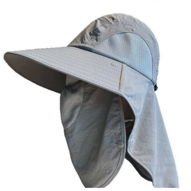 Atmungsaktiver Nackenschutz-Sonnenhut - Hellgrau - Einheitsgröße - Mit Gesichtsmaske - image 6