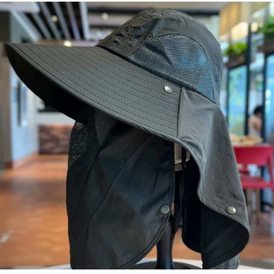Atmungsaktiver Nackenschutz-Sonnenhut - Schwarz - Einheitsgröße - Mit Gesichtsmaske - image 7