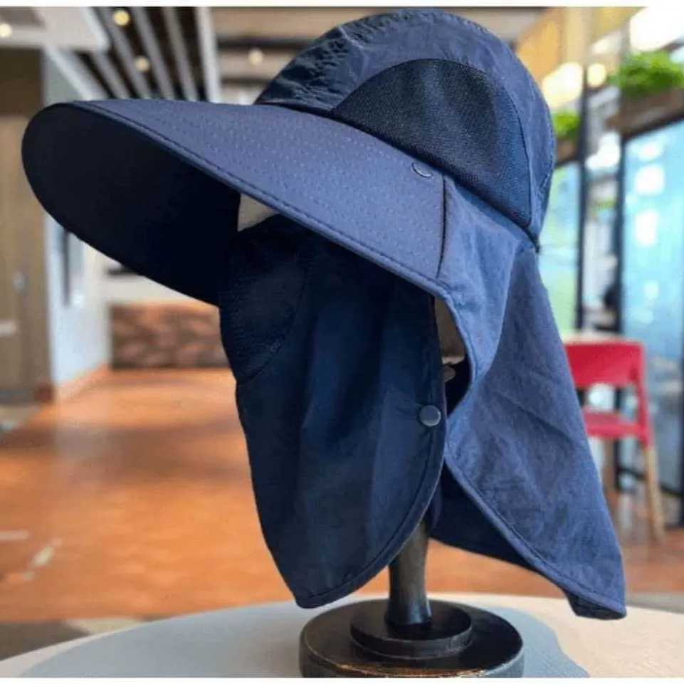 Atmungsaktiver Nackenschutz-Sonnenhut - Marineblau - Einheitsgröße - Mit Gesichtsmaske - image 8