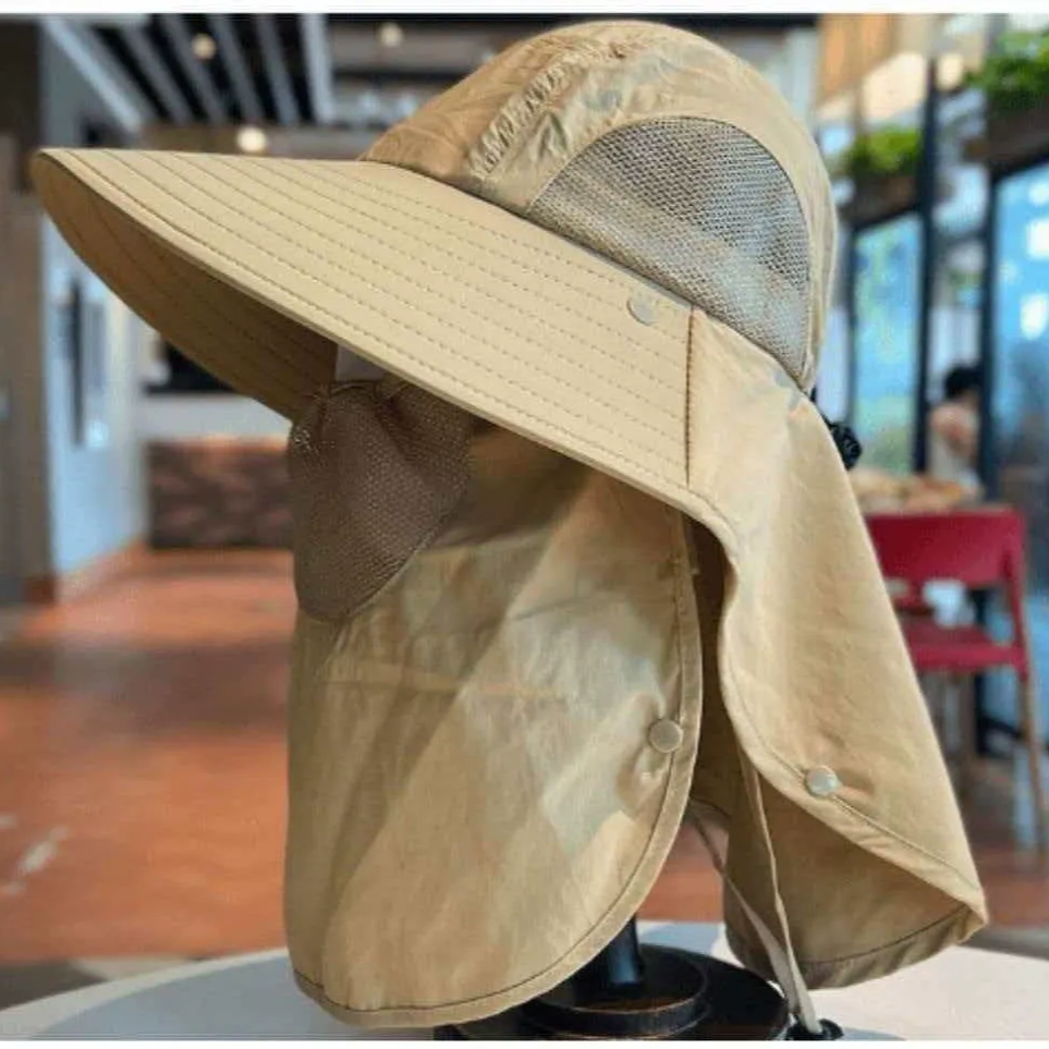 Atmungsaktiver Nackenschutz-Sonnenhut - Khaki - Einheitsgröße - Mit Gesichtsmaske - image 9