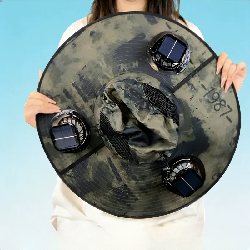 Sonnenschutzhut mit breiter Krempe - Armeegrün - Einheitsgröße - 3 Fans - image 13