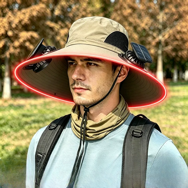 Sonnenschutzhut mit breiter Krempe - Beige - Einheitsgröße - 2 Fans - image 3