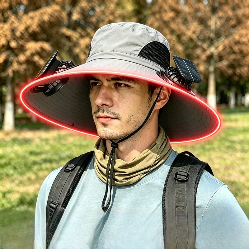 Sonnenschutzhut mit breiter Krempe - Hellgrau - Einheitsgröße - 2 Fans - image 0