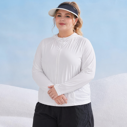 Leichte Sonnenschutzjacke mit Kapuze und Reißverschluss - Weiß - 2XL - image 6